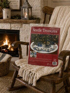 Vintage Needle Treasures Winter White Cross Stitch Tree Skirt Kit